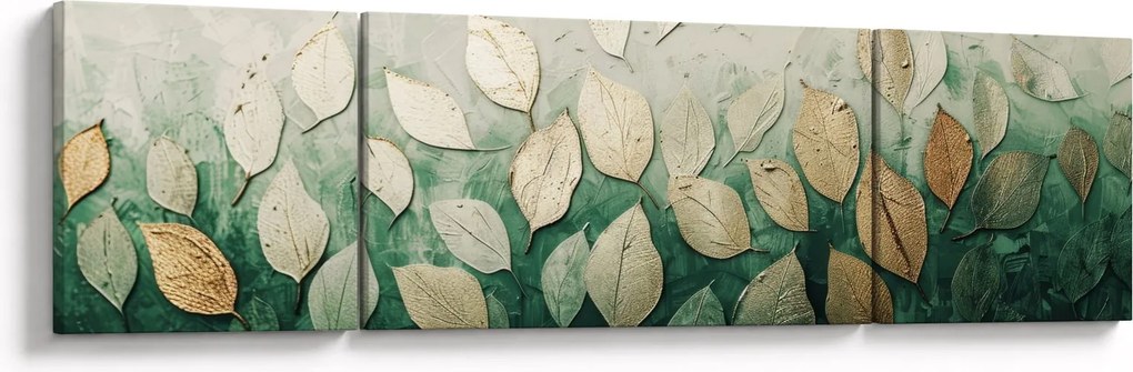 Obraz - Złoto-zielone liście (170x50 cm)