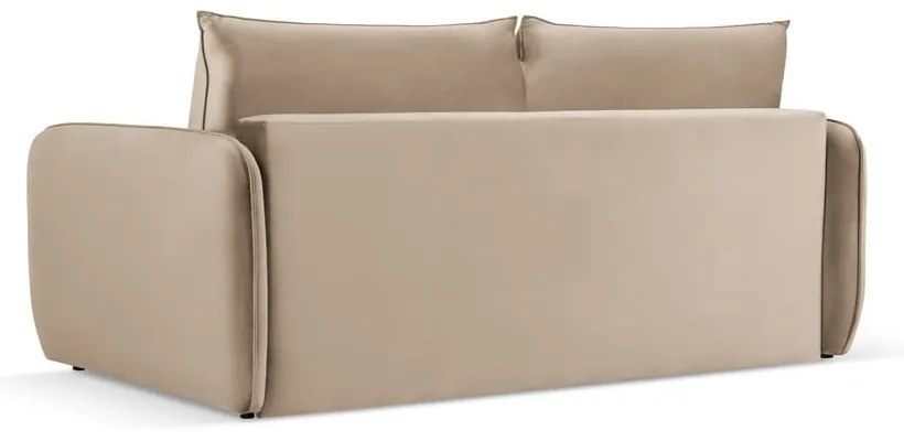 Beżowa aksamitna rozkładana sofa 214 cm Vienna – Cosmopolitan Design