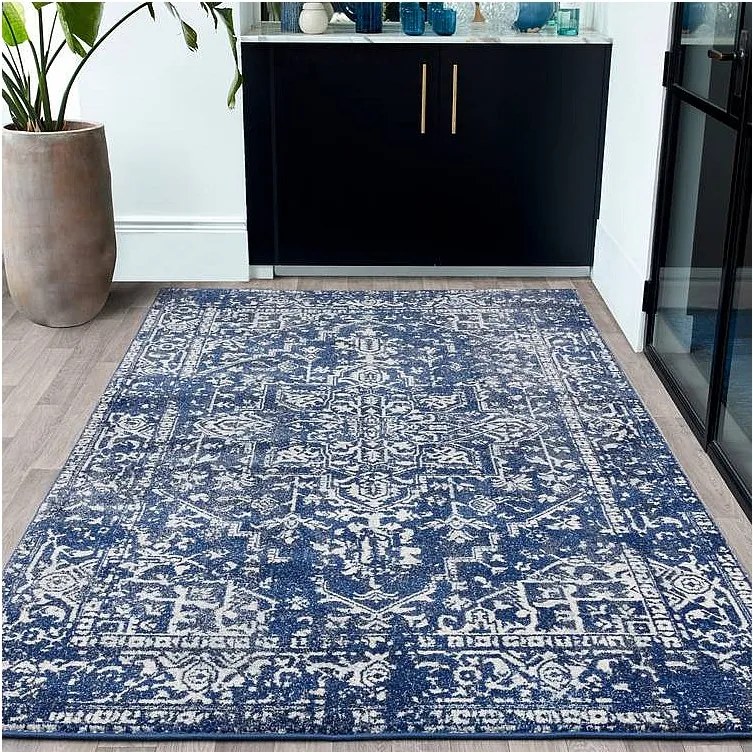 Dywan vintage - 160x230cm - granatowy, biały - Nova Antique