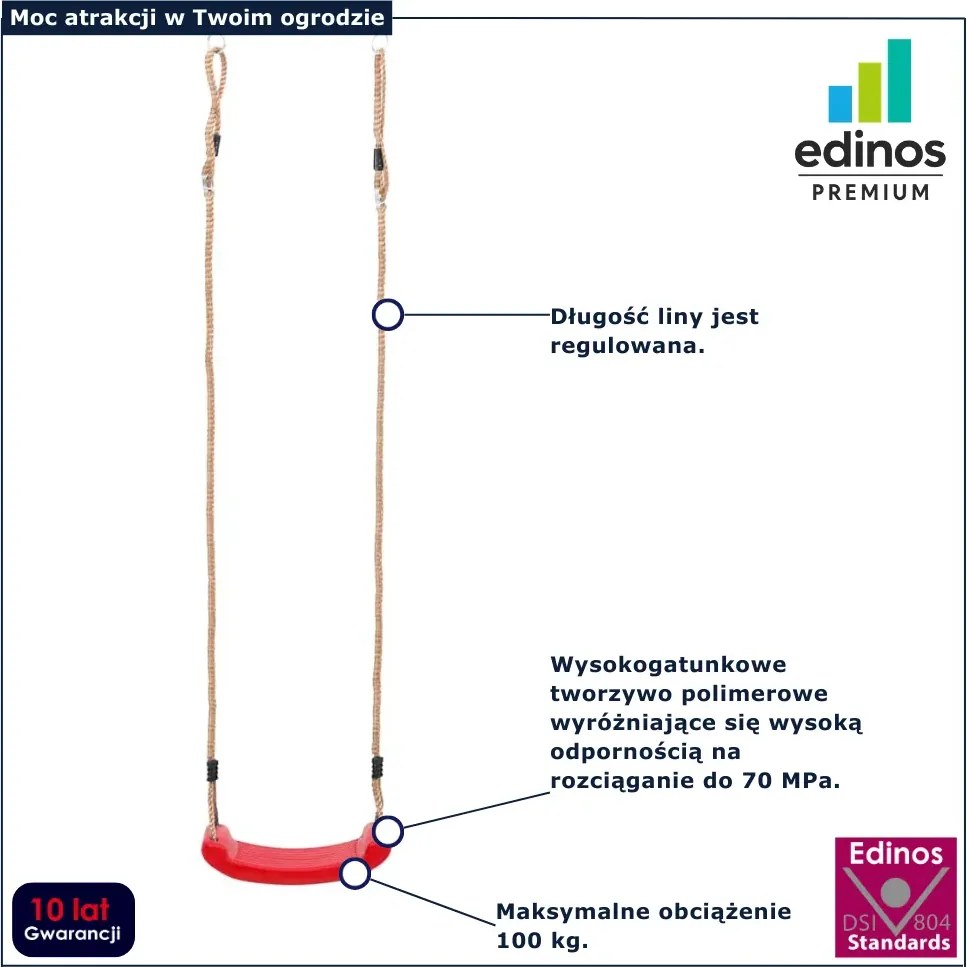 Czerwona wisząca huśtawka ogrodowa dla dzieci C2-D10