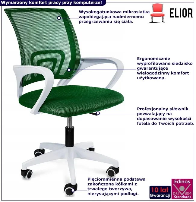 Ergonomiczne krzesło do biurka młodzieżowe zielone - Azon 3X