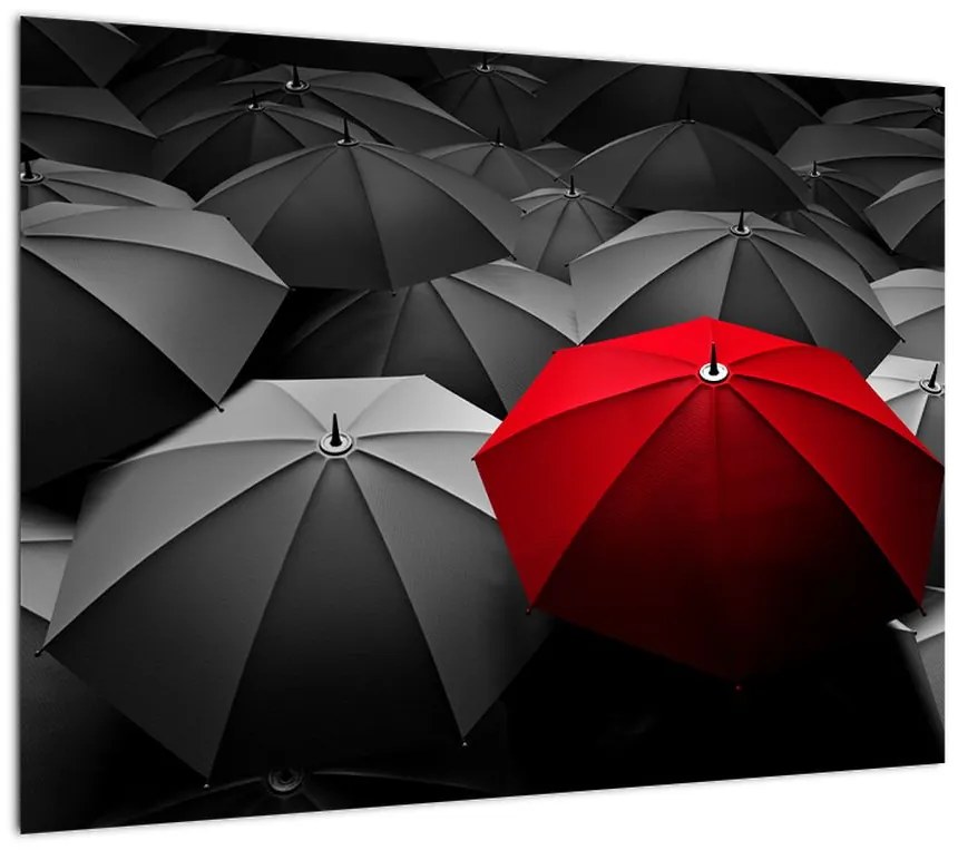 Obraz na szkle otwartych parasoli (70x50 cm)