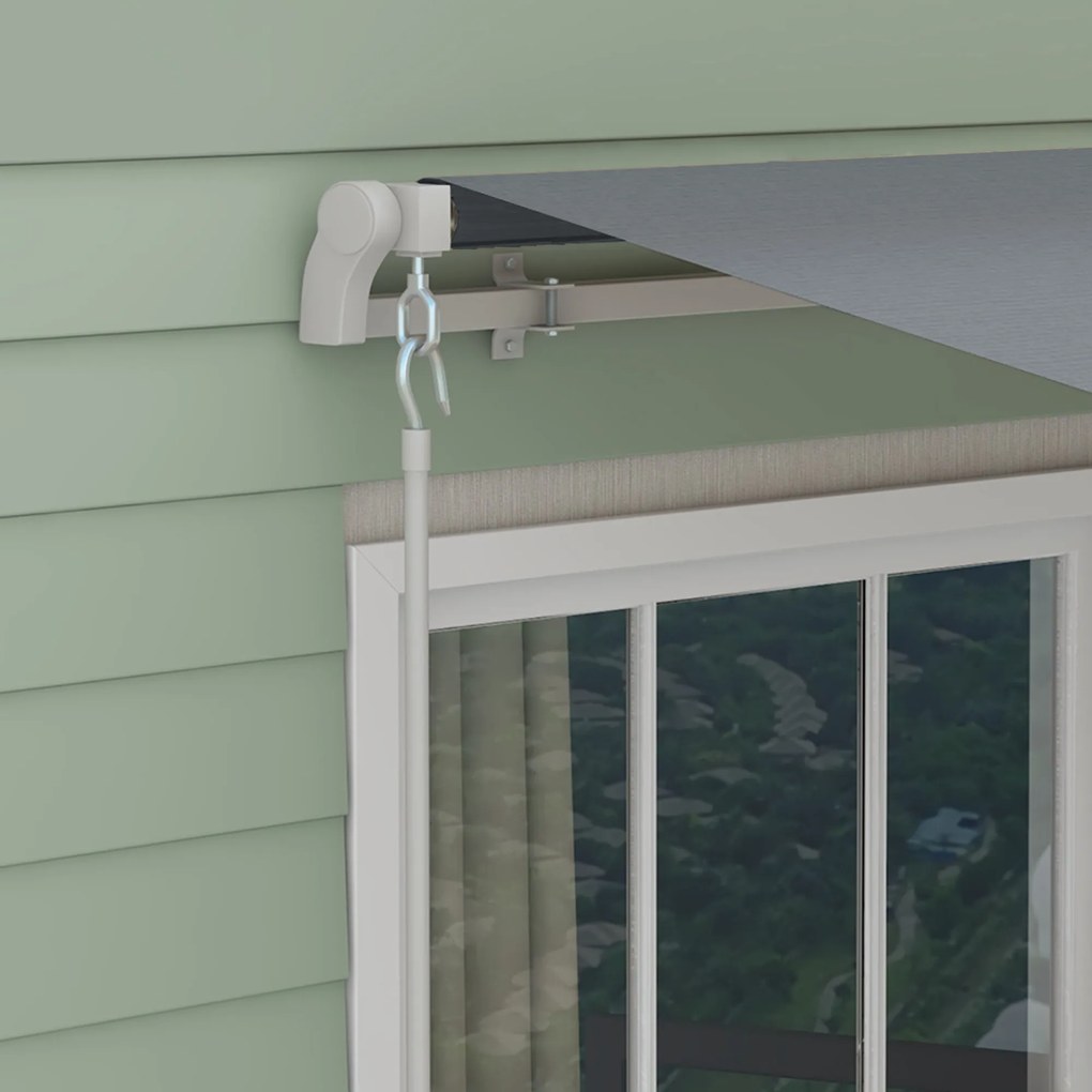 Outsunny Markiza zewnętrzna ręczna przegubowa 4 m z korbą ręczną aluminium kolor biały + szary