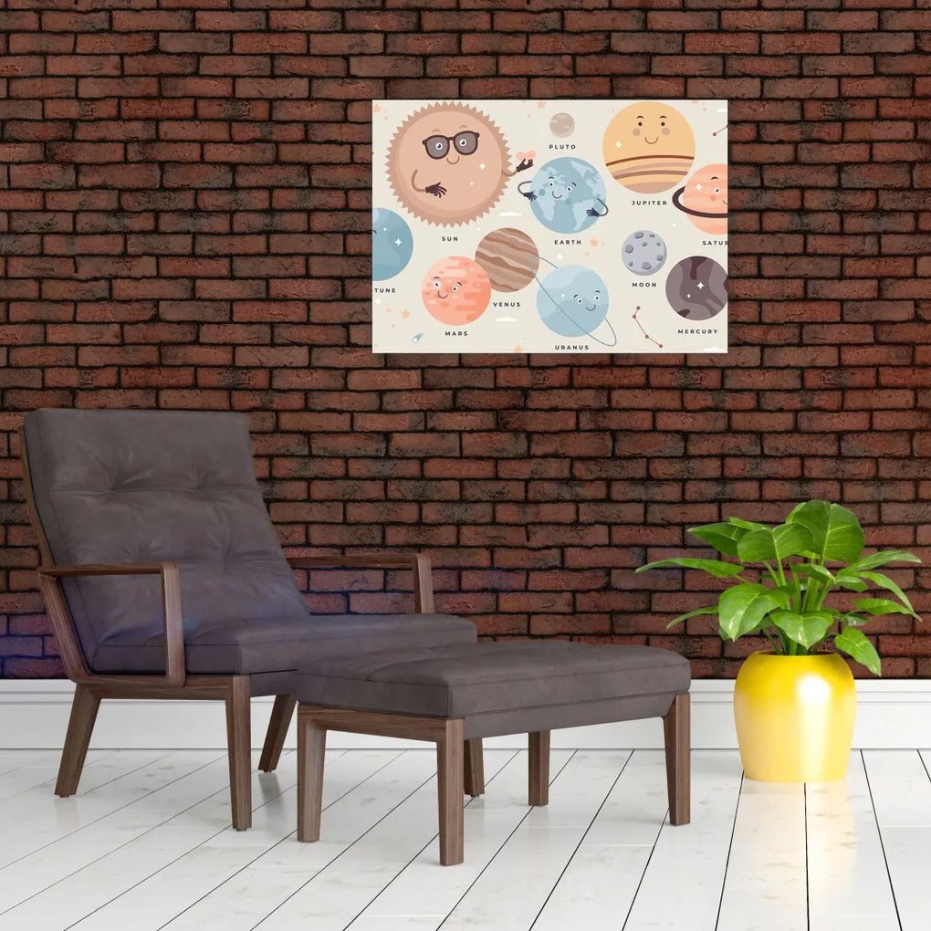Obraz - Planety z nazwami (70x50 cm)