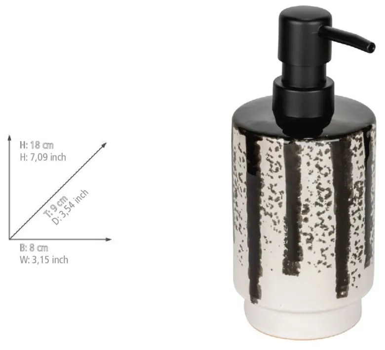 Czarno-biały dozownik do mydła ceramiczny 340 ml Subiza – Wenko