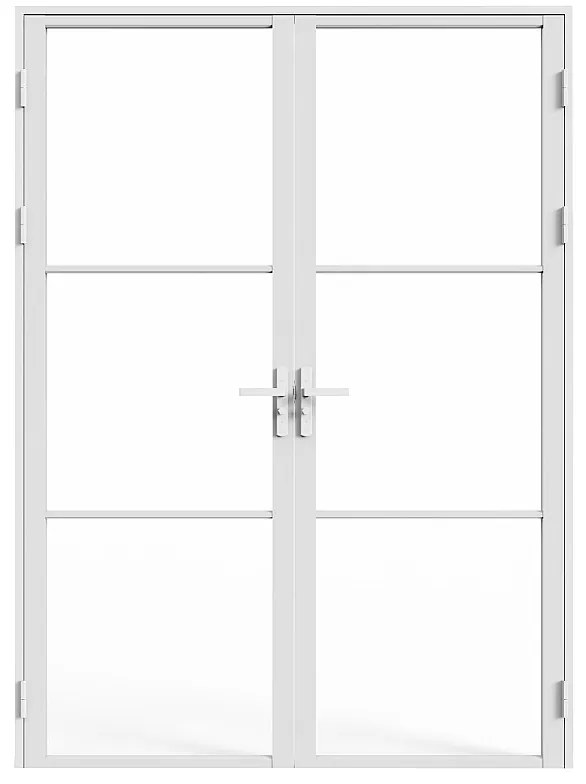 Odwracalne drzwi dwuskrzydłowe z aluminium i szkła hartowanego – 2 x Wys. 204 x Szer. 83 cm – Białe – MASERU
