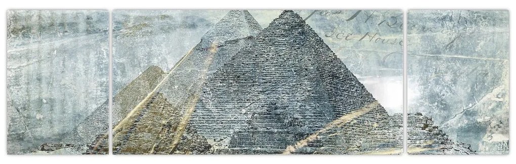 Obraz - Piramidy w niebieskim filtrze (170x50 cm)