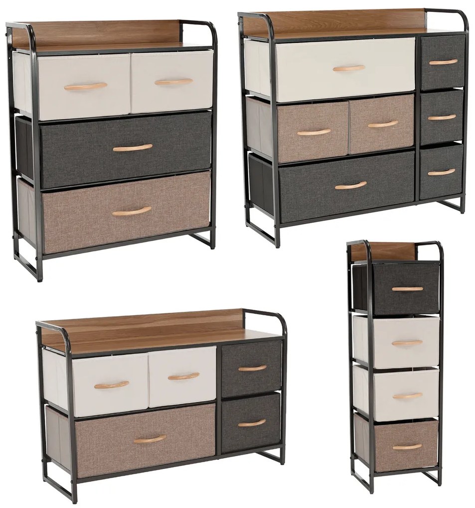 Komoda z szufladami z tkaniny HAZEL TYP 4, brązowy, S