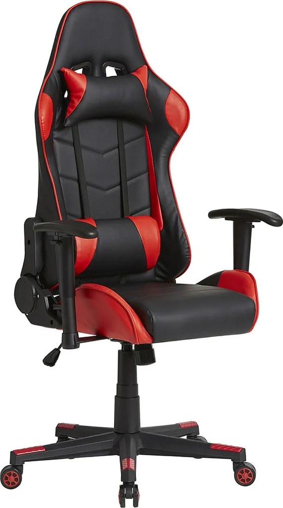 Fotel biurowy do gier Gaming Racer profesjonalny, czerwony, regulacja nachylenia i wysokości