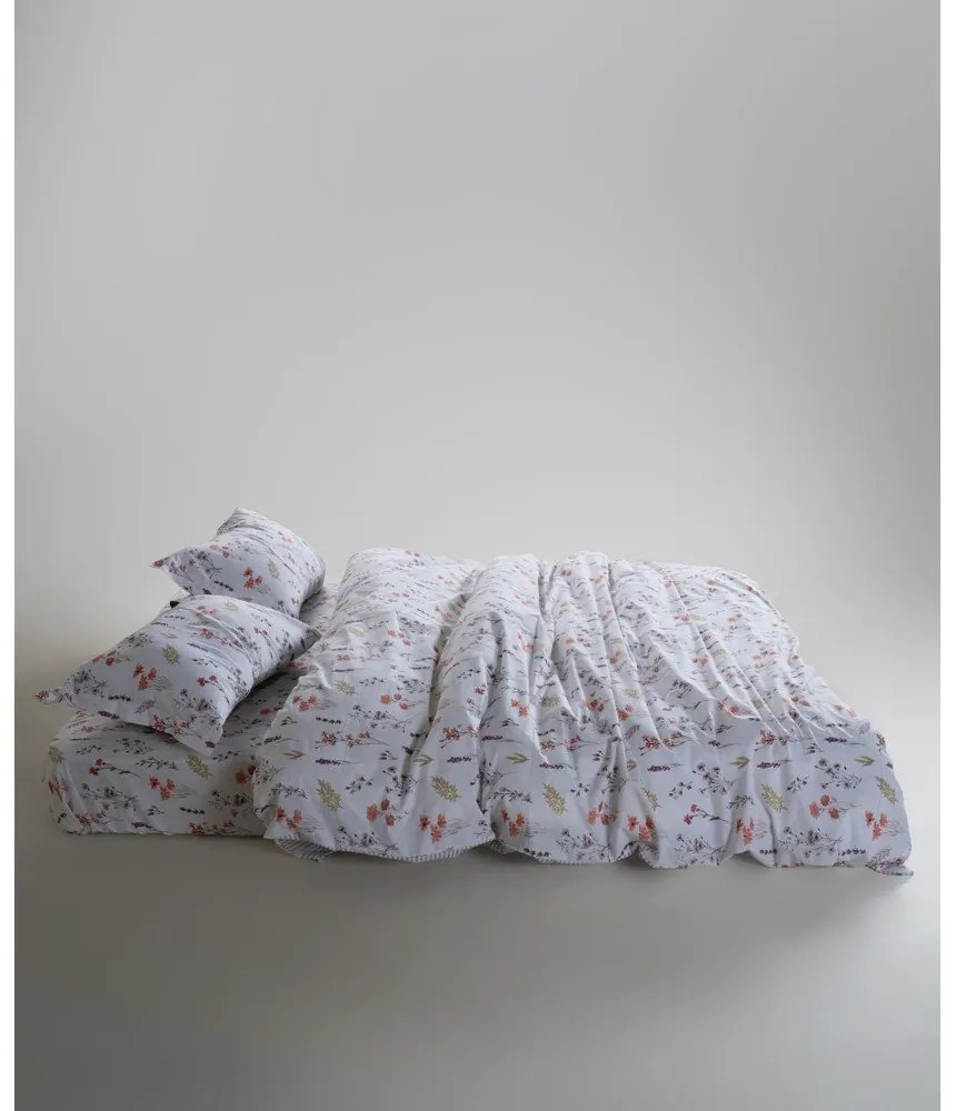 Biała pościel jednoosobowa z bawełny renforcé 140x200 cm Floral Dance Autumn – Mila Home Luxury