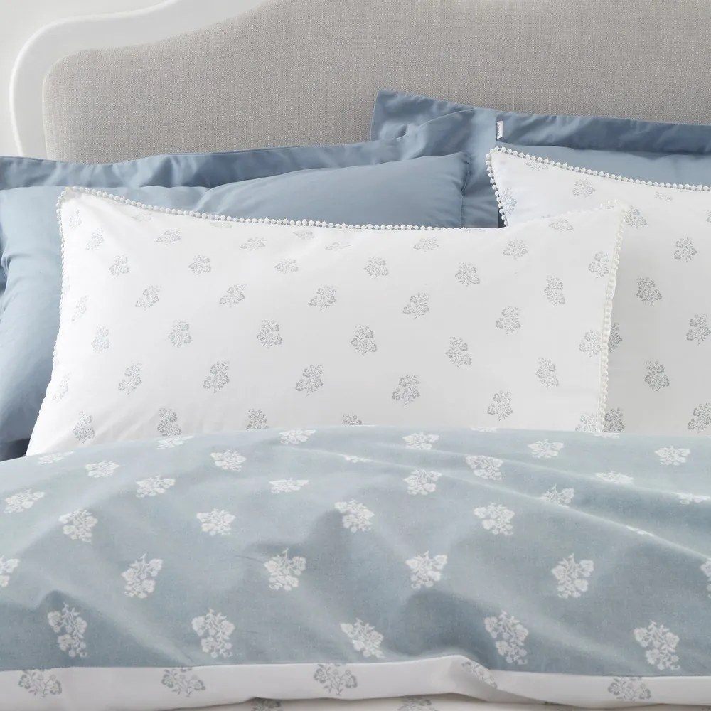 Biało-niebieska bawełniana pościel dwuosobowa 200x200 cm Esme Floral – Bianca
