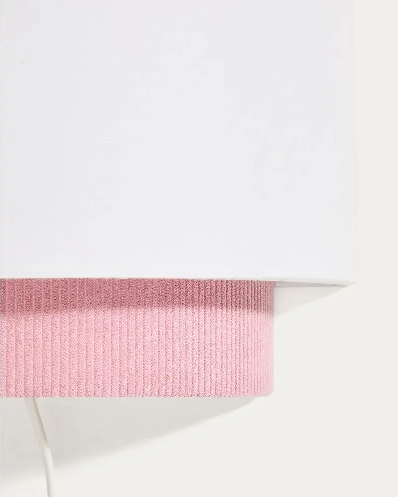 Biało-jasnoróżowa lampa dziecięca z tekstylnym kloszem Bianella – Kave Home