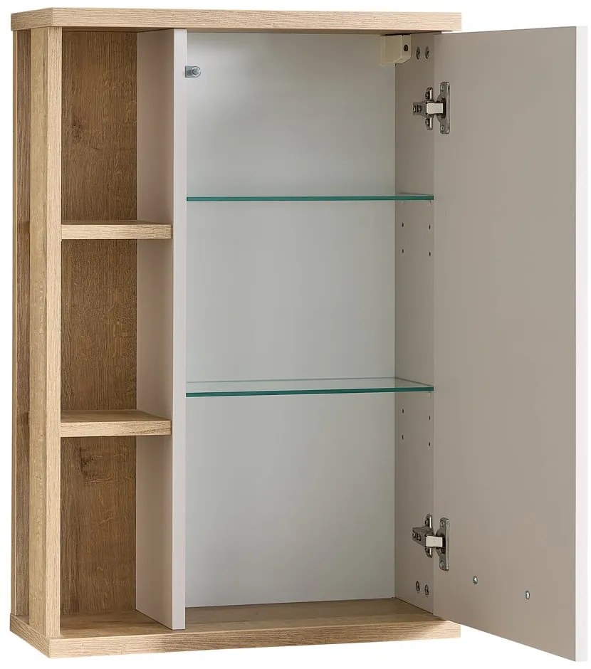 Kremowa wisząca szafka łazienkowa w dekorze dębu 50,5x74,5 cm Quickset 966 – Pelipal