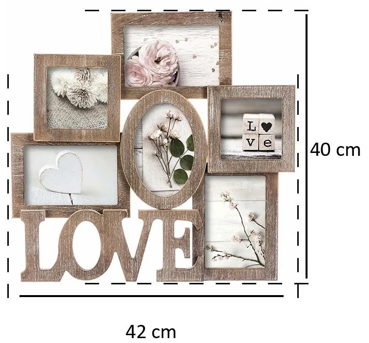Ramka na zdjęcia LOVE z miejscem na 6 fotografii