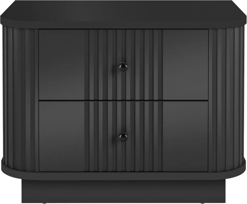 Zestaw szafek nocnych Vesper 56 cm na cokole - czarny / czarne uchwyty