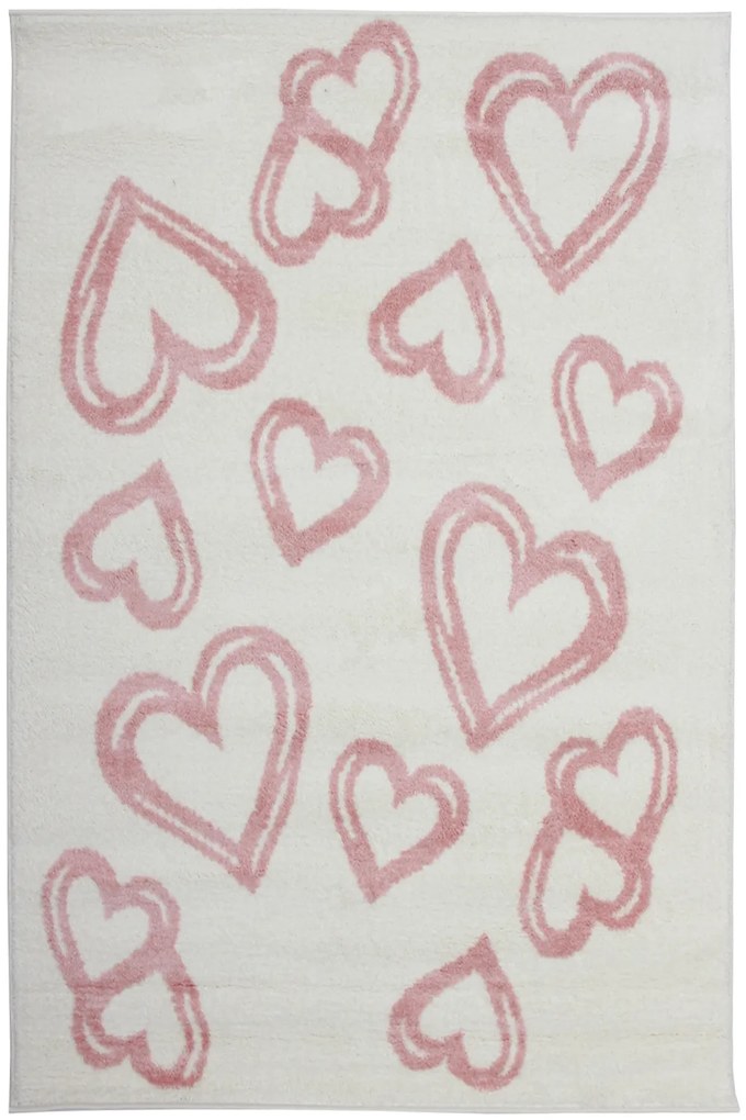Dywan Merlin Serduszka Biały/Róż 160x220 Prostokąt