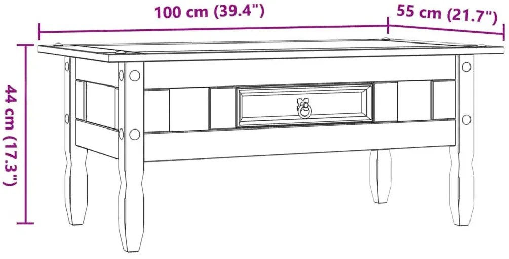 Drewniany stolik kawowy z szufladą szary + miodowy brąz P1-T19