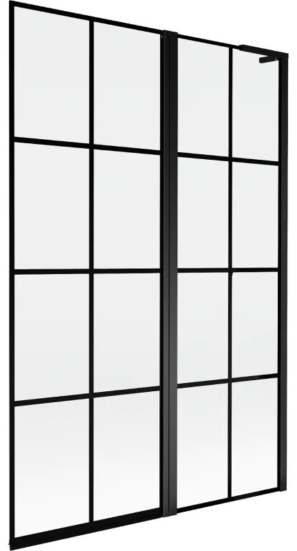Mexen Mist L parawan nawannowy 2-skrzydłowy prawy 120 x 150 cm, czarna kratka, czarny - 8A9L-120-011-70-77-P