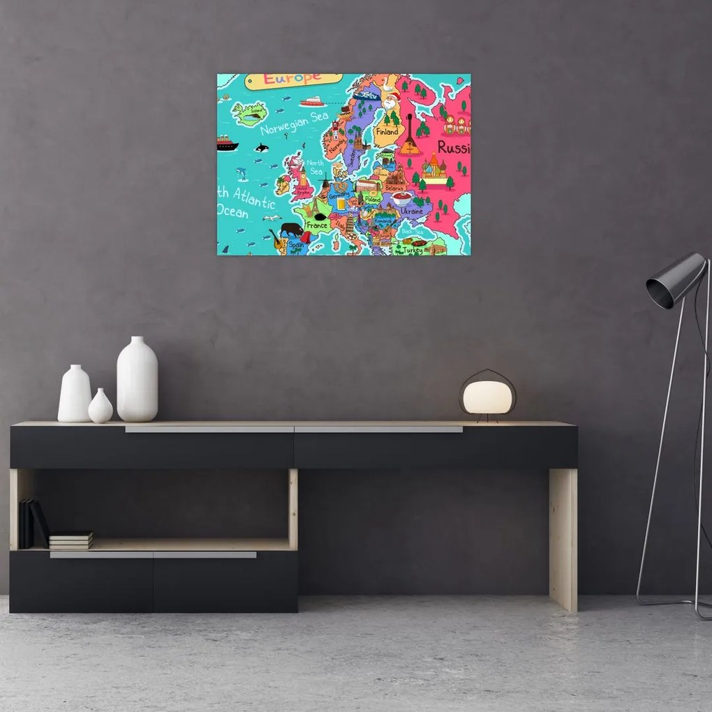 Obraz - Dziecięca mapa Europy (70x50 cm)