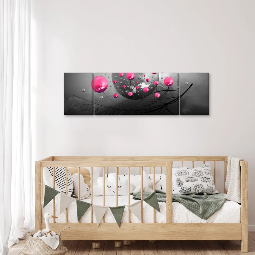 Obraz różowych abstrakcyjnych kul (170x50 cm)