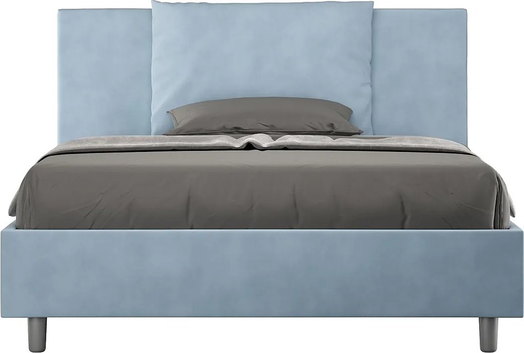 Łóżko bez stelaża tapicerowane 140x210 microfibra błękitny Antea