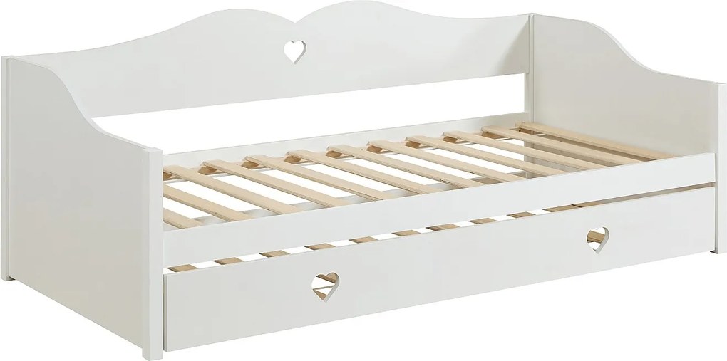 Łóżko kanapowe rozkładane  2 x 90 x 190 cm - Sosna i MDF - Białe + Materac - DASTIVA