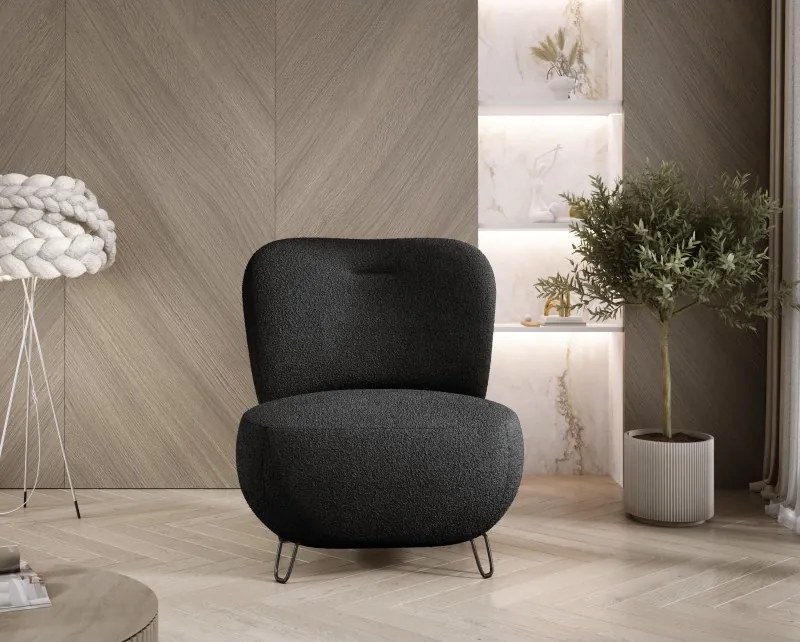 Fotel LUIS skandynawski wolnostojący na metalowych nogach w tkaninie NOW OR NEVER 83