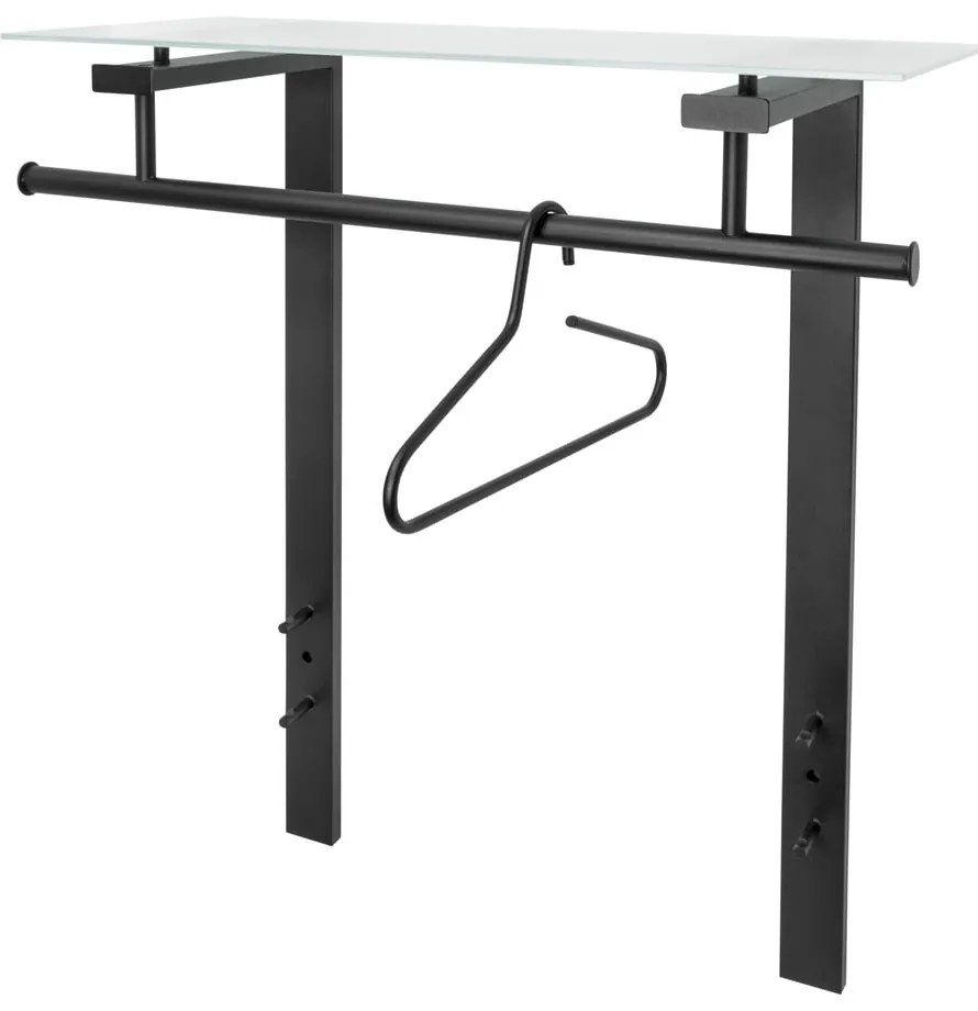 Czarny metalowy wieszak ścienny z półką 80 cm Dutch – Spinder Design