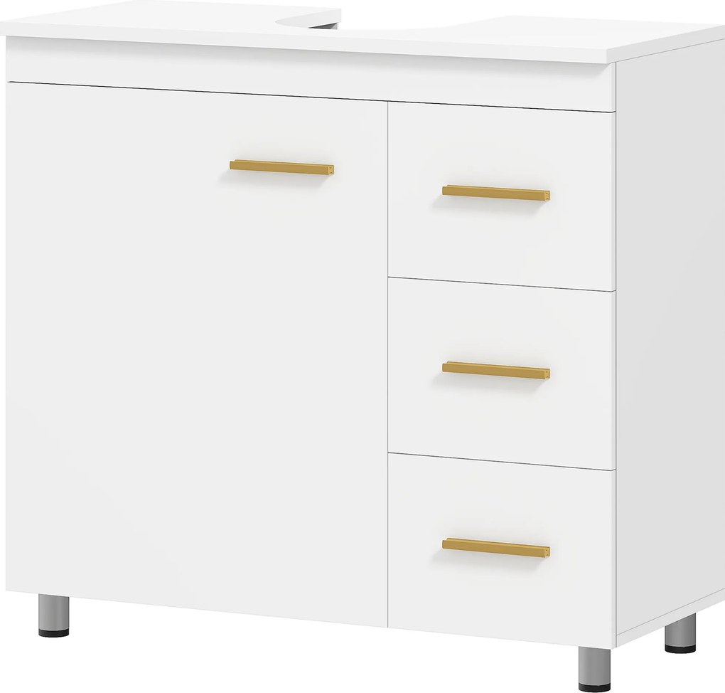 HOMCOM Szafka łazienkowa, 3-poziomowy design, MDF, płyta wiórowa, Biały