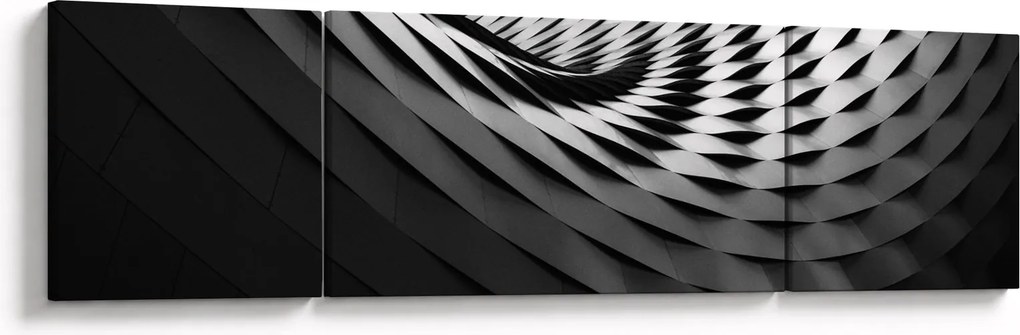 Abstrakcyjny obraz - czarno - biała spirala (170x50 cm)