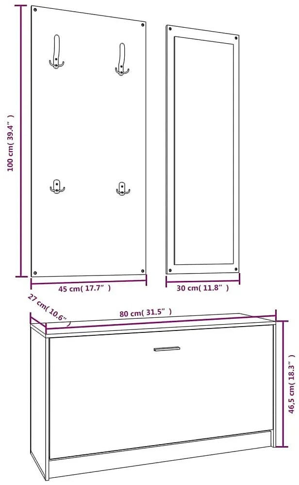 Komplet mebli do przedpokoju dąb sonoma + biały D8-D48