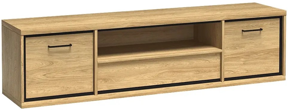 Szeroka szafka RTV hikora naturalna - Acorus 15X