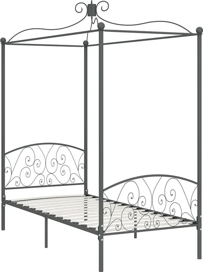 Szare pojedyncze łóżko metalowe 90x200 cm K4-M49
