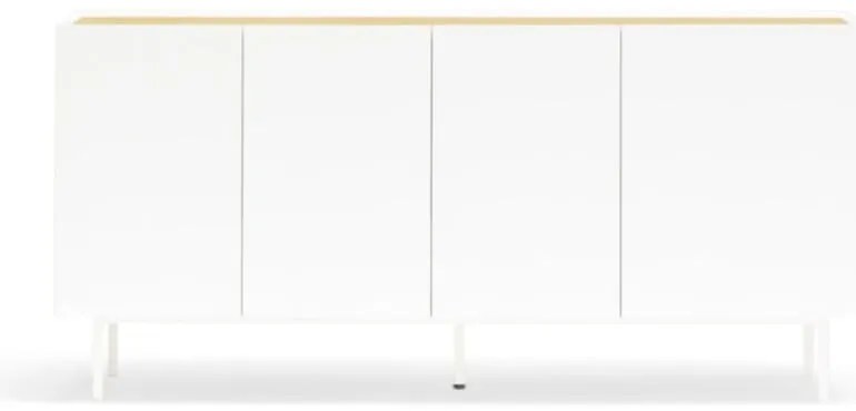 Biało-naturalna niska komoda w dekorze dębu 165x78 cm Arista – Teulat