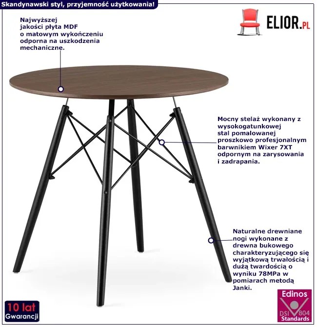 Skandynawski stół kuchenny 80 cm jesion - Fivi 7X