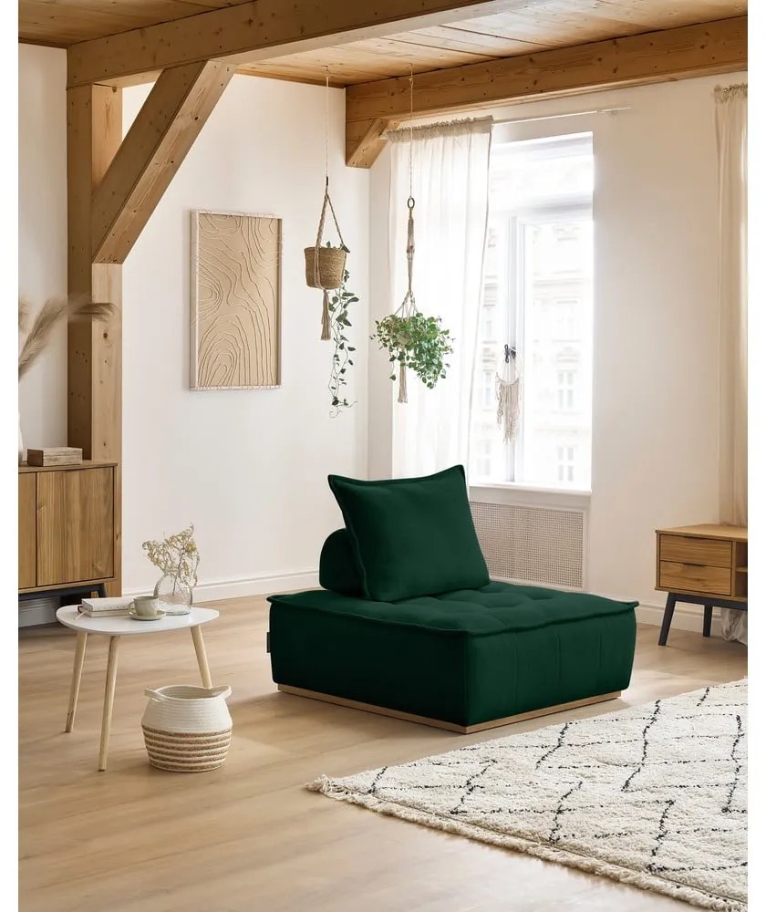 Ciemnozielony fotel z tkaniny szenilowej Elisa – Bobochic Paris