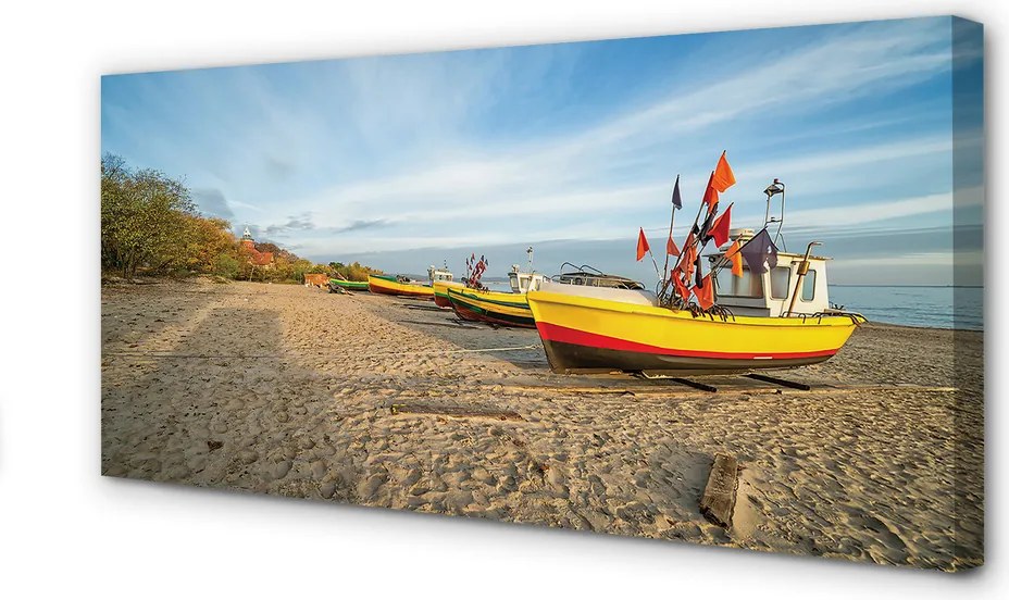 Zdjęcie na płótnie Łodzie na Plaży w Gdańsku