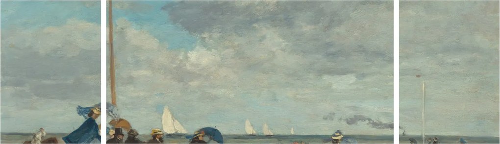 Obraz - Eugène Boudin, Beach at Trouville, reprodukcje (170x50 cm)