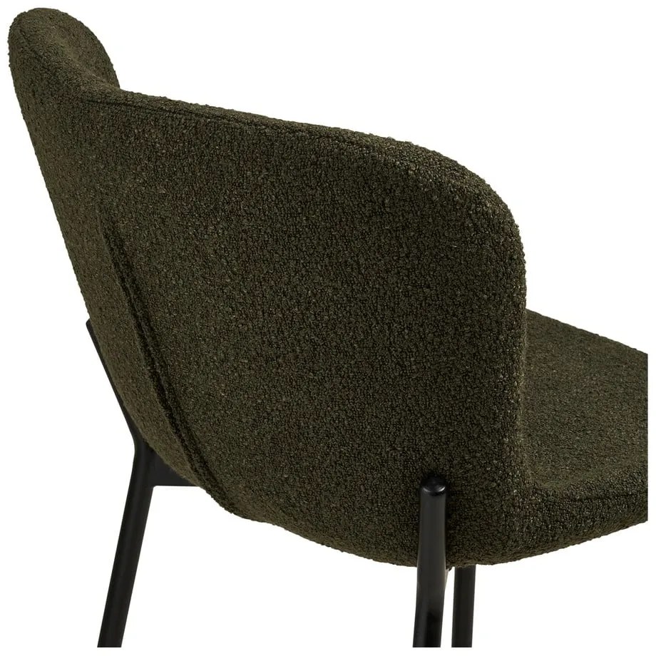 Ciemnozielony tapicerowany hoker (wysokość siedziska 65 cm) Maceda – House Nordic