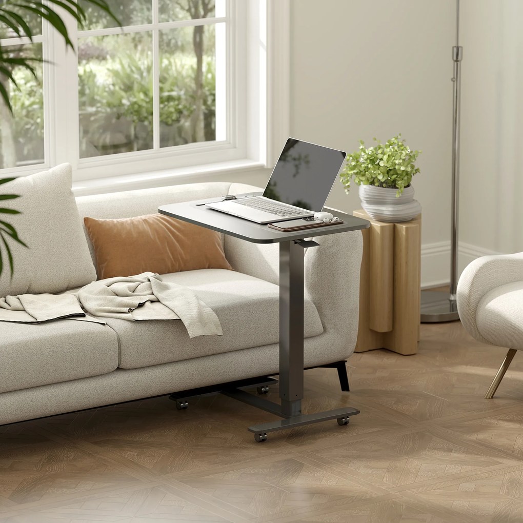 HOMCOM Biurko stojące Regulowane wysokościowo inkl. 4 kółka C-kształt 65 cm x 48 cm x 70-110 cm Czarny