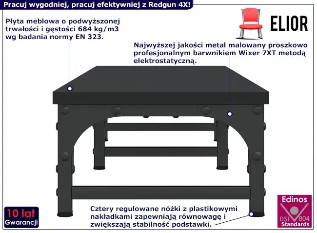 Czarna podwójna półka na biurko - Sharis 4X
