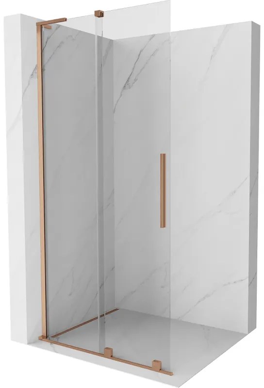 Mexen Velar L ścianka prysznicowa rozsuwana Walk-in 110 x 200 cm, transparent 8 mm, miedź szczotkowana - 871-110-003-03-65