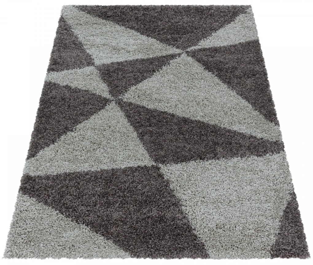 Dywan shaggy Tango trójkąty brązowo-szary 120 cm x 170 cm