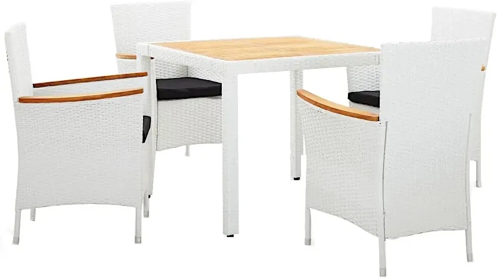 Biały zestaw mebli ogrodowych z drewnianym blatem G9-T33