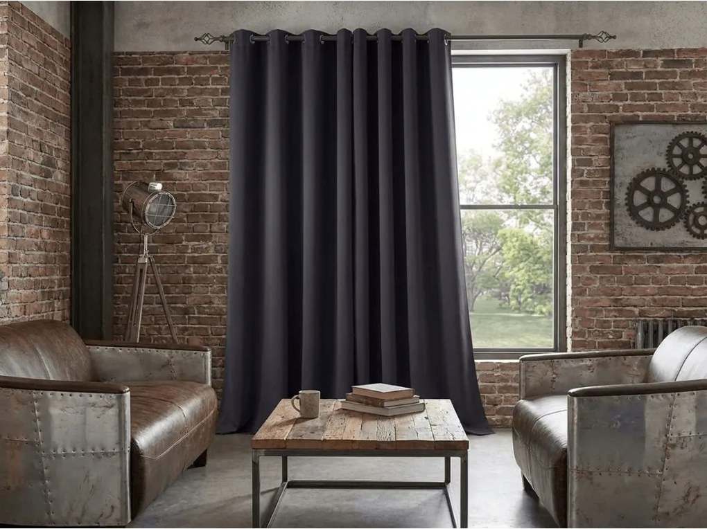 Zasłona OXFORD LIGHT 140x250 cm, ciemnoszara Zawieszanie: Taśma z wiązaniami