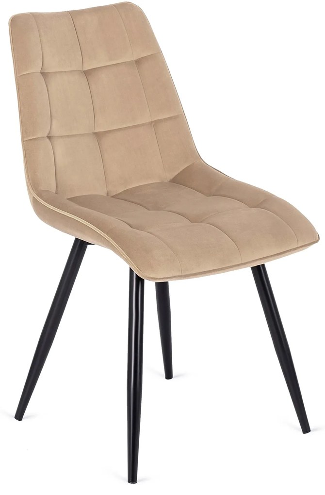 Zestaw Stół Prostokątny Rozkładany CLARK 120-160 cm Dąb Artisan/Czarny i 4 Krzesła Tapicerowane do Jadalni RIO Beżowe Welurowe