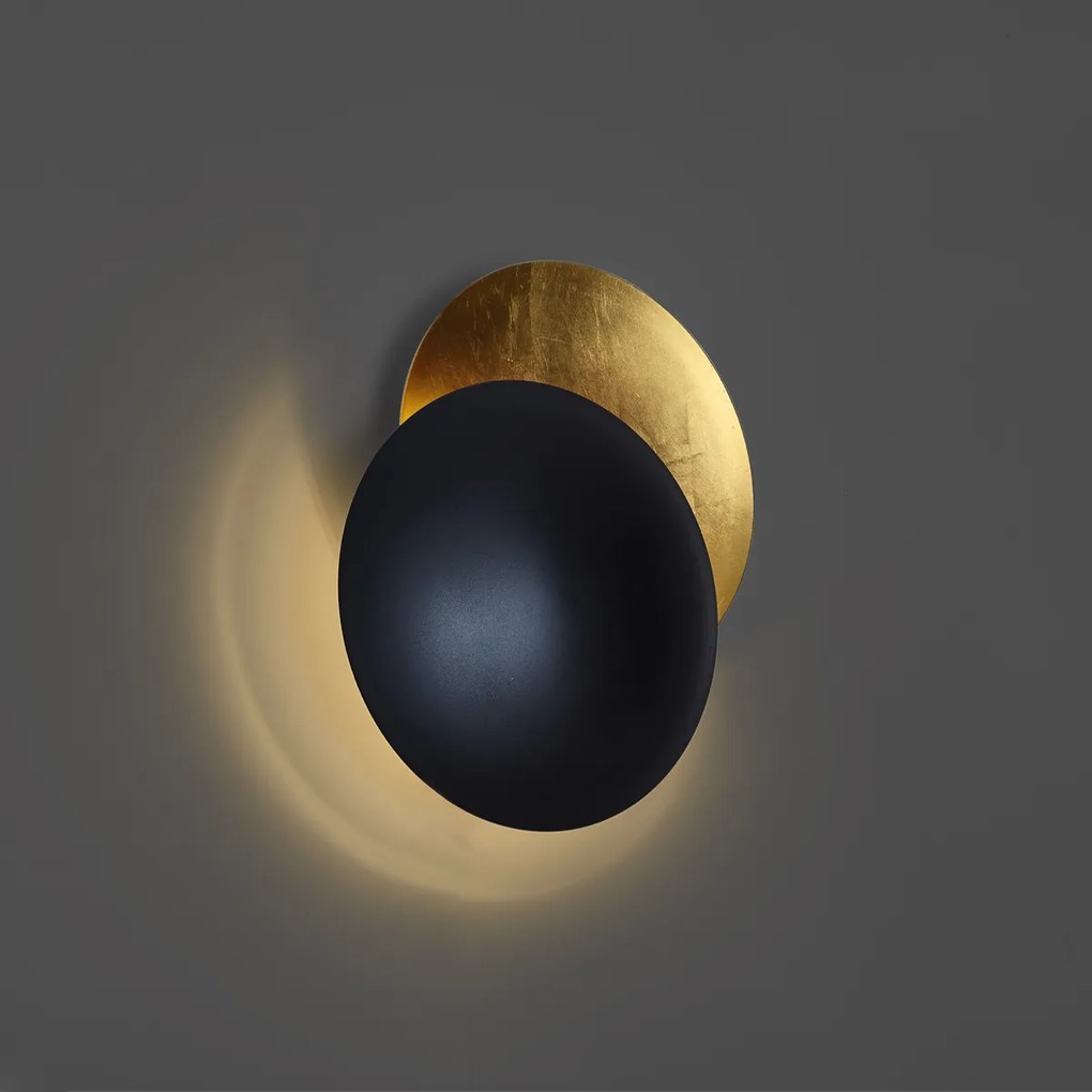 Nowoczesny kinkiet czarny ze złotym 34,5 cm 2-źródła światła - Sunrise