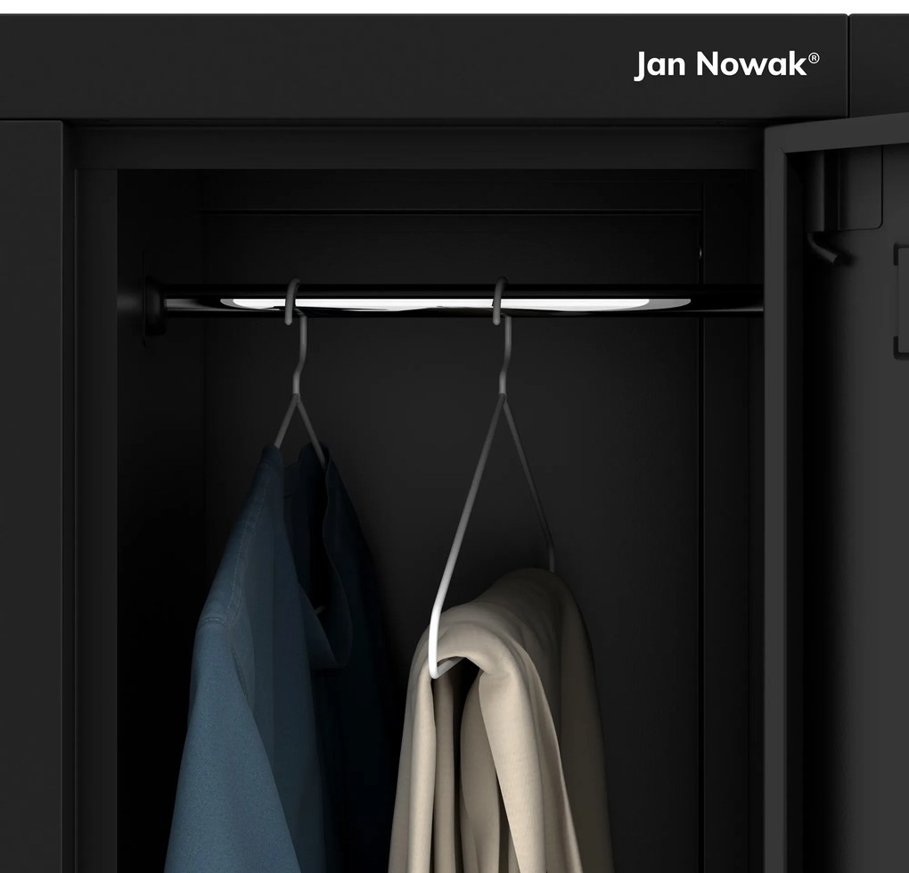 Szafka socjalna ubraniowa BHP czarna: 6-drzwiowa IGOR, 900 x 1850 x 450 mm