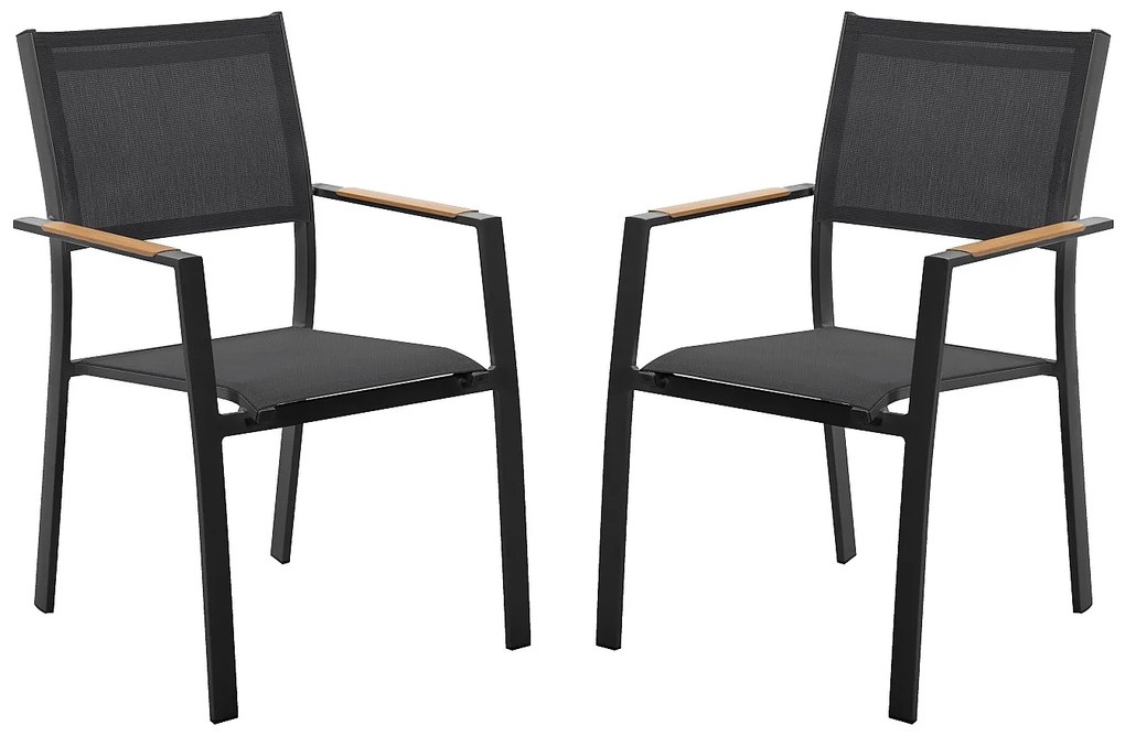 Zestaw 2 foteli ogrodowych sztaplowanych z aluminium i tekstylenu - Antracytowy - MACILA marki MYLIA