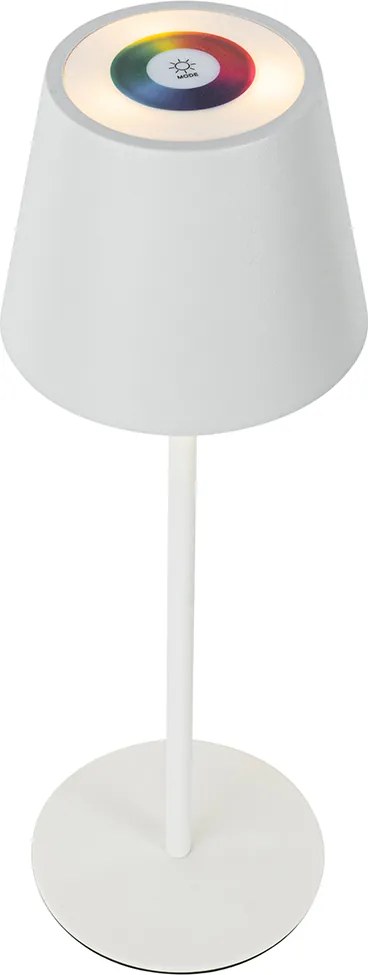 Zestaw 2 białych lamp stołowych ze ściemniaczem i ładowalnym RGBW - Murdock
